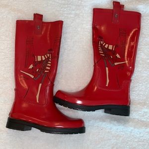 DKNY Red Parisian Inspired Rain Boots Size 8